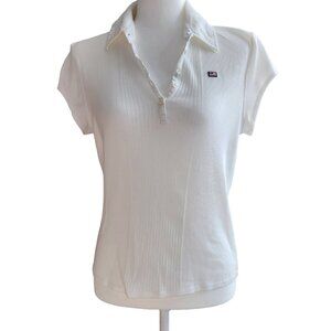 Polo Jeans Co, White Ribbed Short-Sleeve Polo Shirt - XL